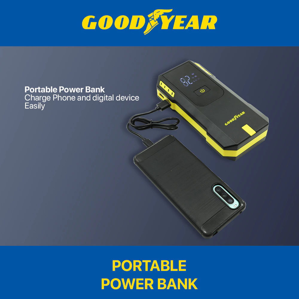 Goodyear Jump Starter Powerbank with LED Screen for Car Emergency Startup Easy to Use Built in LED Portable - GY5358