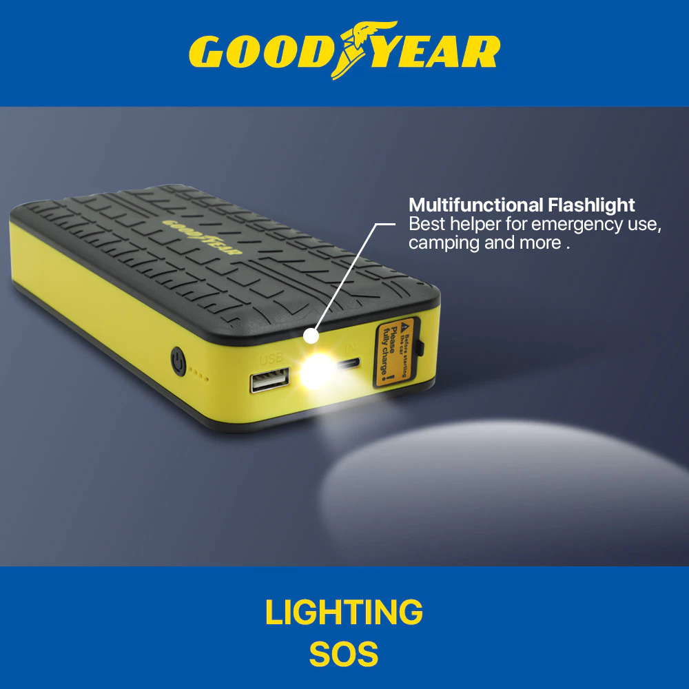 Goodyear Jump Starter Powerbank for Car Emergency Startup Easy to Use Built in LED Portable - GY2647