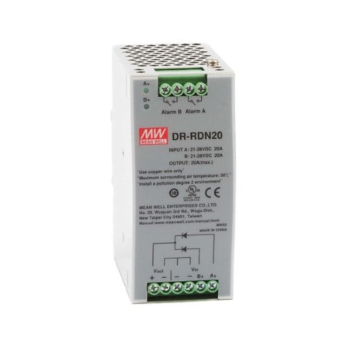 Mean Well MW DR-RDN20 24V 20A DIN Rail Redendant Module