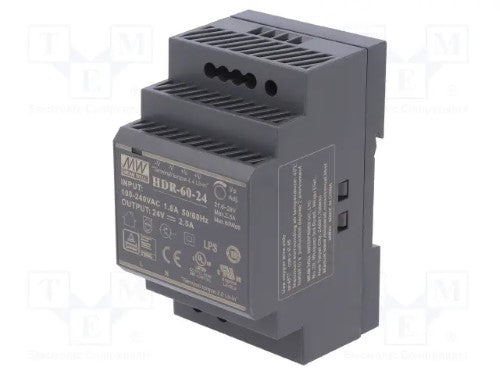 Mean Well MW HDR-60-24 60W 24V 2.5A Single Output Switching Power Supply