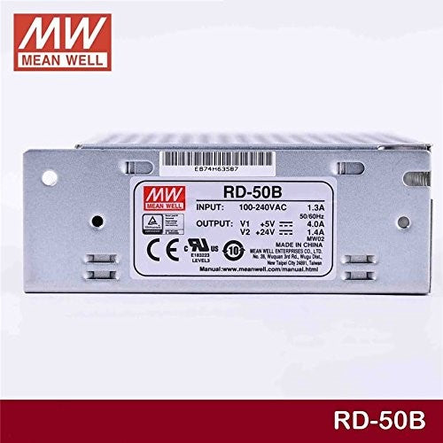 Mean Well MW RD-50B 53.6W 4A@5V & 1.4A@24V Double Output Switching Power Supply