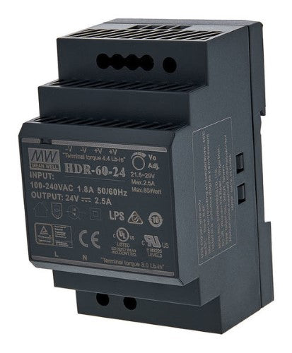 Mean Well MW HDR-60-24 60W 24V 2.5A Single Output Switching Power Supply