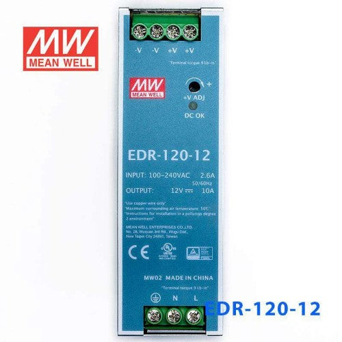 MEAN WELL EDR-120-12 Single Output DIN Rail Power Supply 12V 10 Amp 120W