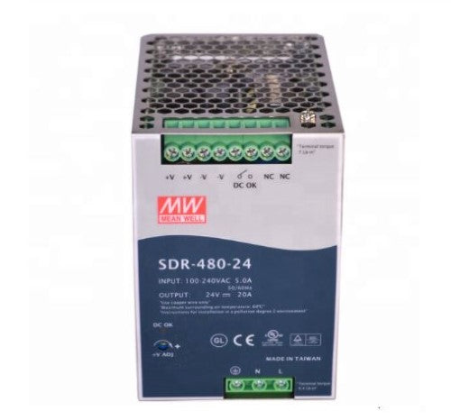 Mean Well SDR-480-24 24V 20A 480W Slim DIN Rail Power Supply with PFC Function