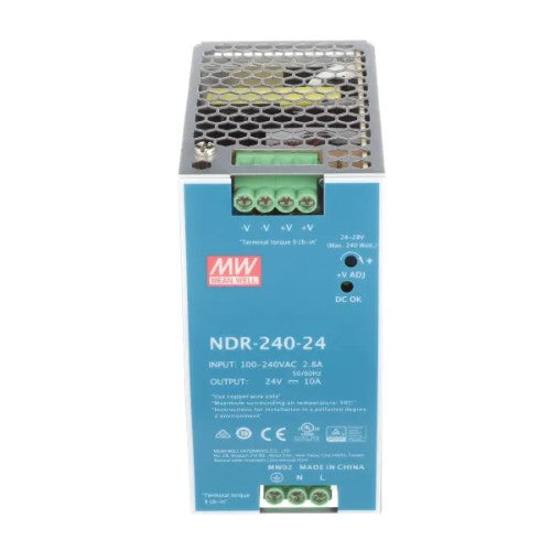 Mean Well MW NDR-240-24 240W 24V 10A Single Output DIN Rail Mount Power Supply