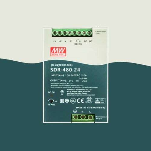 Mean Well SDR-480-24 24V 20A 480W Slim DIN Rail Power Supply with PFC Function