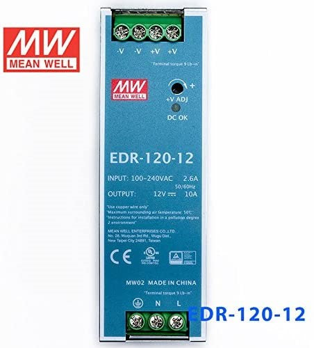 MEAN WELL EDR-120-12 Single Output DIN Rail Power Supply 12V 10 Amp 120W