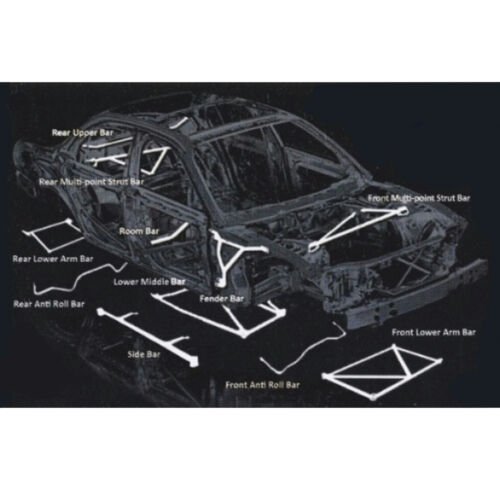 UR RACING Front Tower Strut Bar 2-points Corner Stability for Honda Civic FD1 K20A