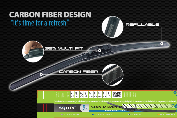 AQUIX 24" Multi-Fit Carbon Fiber Silicone Wiper Blade Super Quiet Durable 600mm