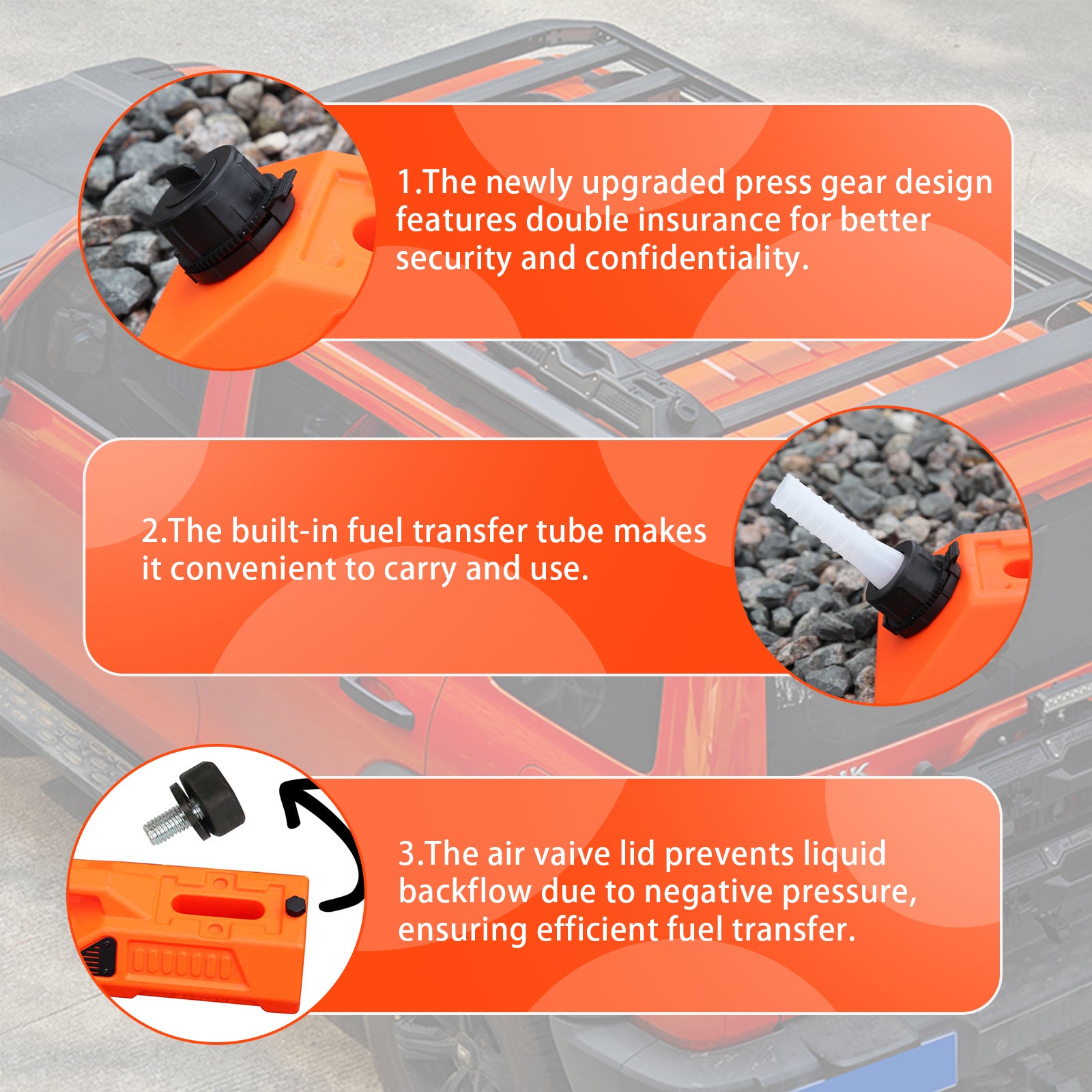 6.5L Portable Fuel Tank Backup Fuel Container Water Tank For Off-road Vehicles