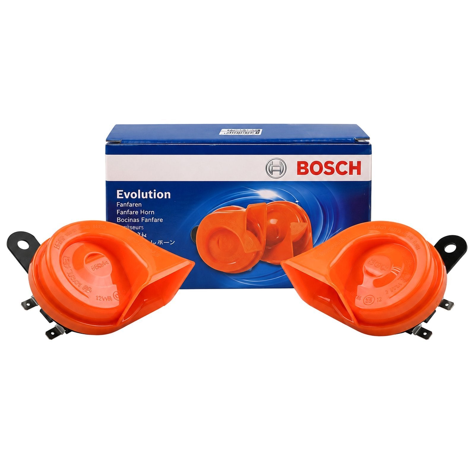BOSCH Evolution Fanfare Twin Horn Set Orange 12V 410Hz/510Hz For Car SUV Truck