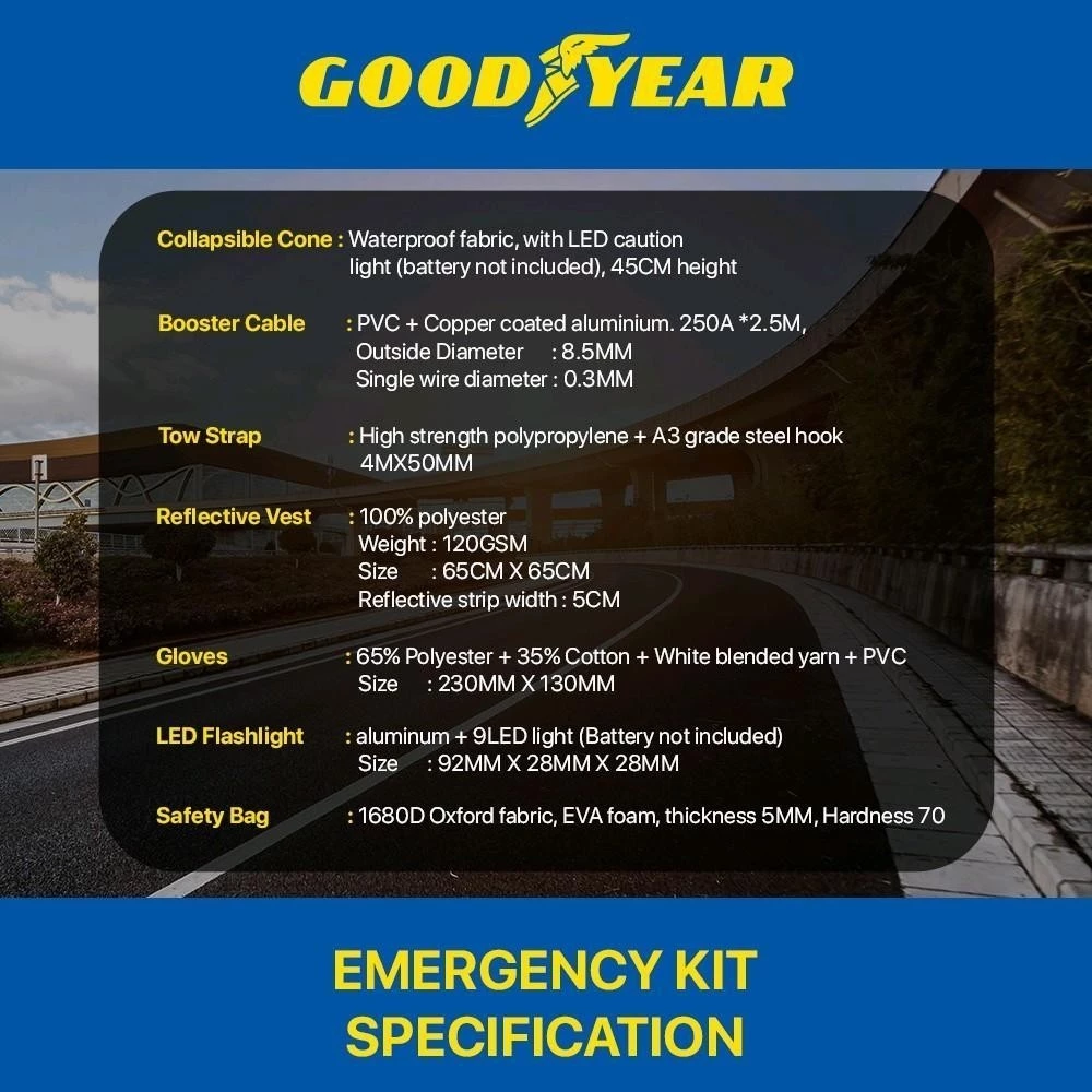 Goodyear Multi-Functional Car Emergency Kit 7 in 1 Set Road Rescue Tool Safety