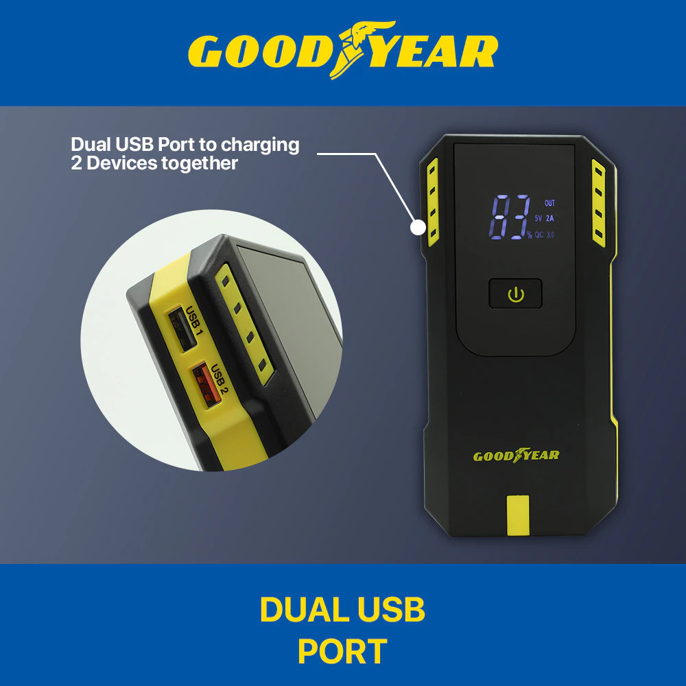 Goodyear Jump Starter Powerbank with LED Screen for Car Emergency Startup Easy to Use Built in LED Portable - GY5358