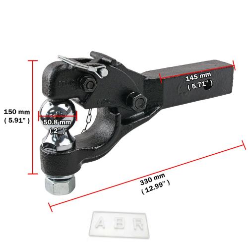 Heavy Duty 8 Ton Ball Combo Pintle Tow Hook Receiver Arm Hitch Towing 4WD Truck