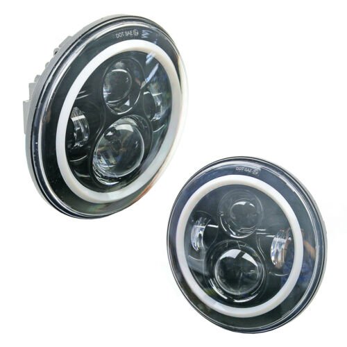 2 x 7 45W Round CREE LED Projector Angel Eye Headlight Jeep Wrangler JK/TJ/CJ
