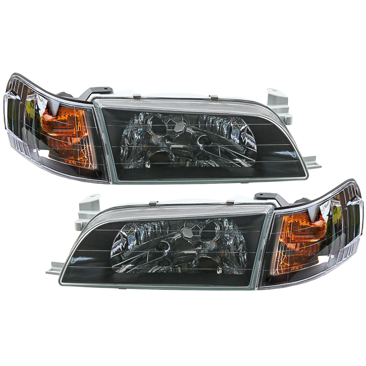 2pcs Front Black Face HeadLight Lamp Fits For Corolla Ae100 Ae101 E100