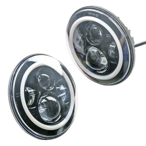2 x 7 45W Round CREE LED Projector Angel Eye Headlight Jeep Wrangler JK/TJ/CJ
