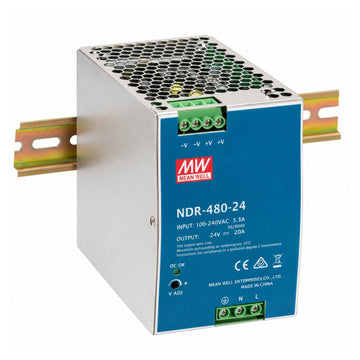 Mean Well MW NDR-480-24 480W 24V 30A Single Output DIN Rail Mount Power Supply