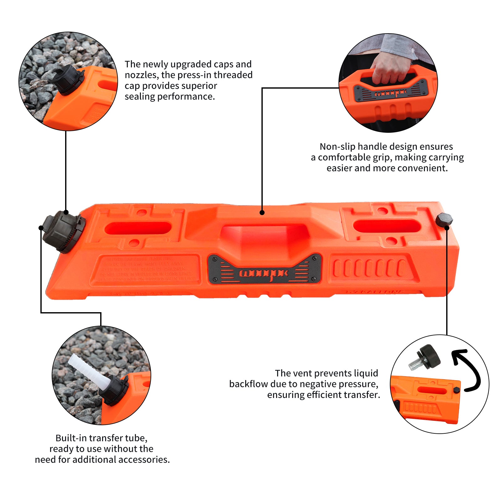 6.5L Portable Fuel Tank Backup Fuel Container Water Tank For Off-road Vehicles
