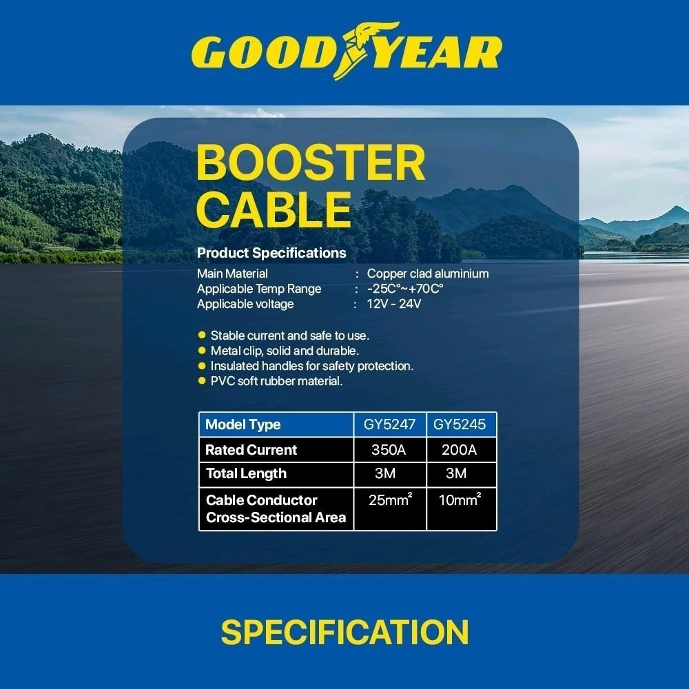 Goodyear Booster Cable Jumpstart Cable 200A 3 Meter 12V to 24V