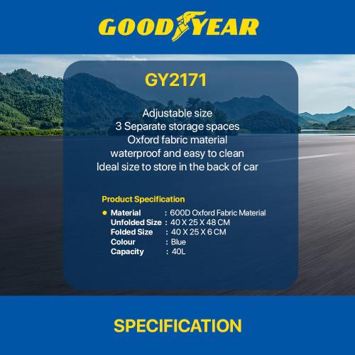 Goodyear Car Trunk Storage Organizer Box Truck Boot Bonnet Organiser Foldable Co