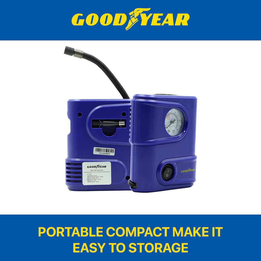 Goodyear Air Compressor Tire Air Pump 120PSI 12V 75W 10A With Storage Bag