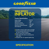 Goodyear Air Compressor Tire Air Pump 120PSI 12V 75W 10A With Storage Bag