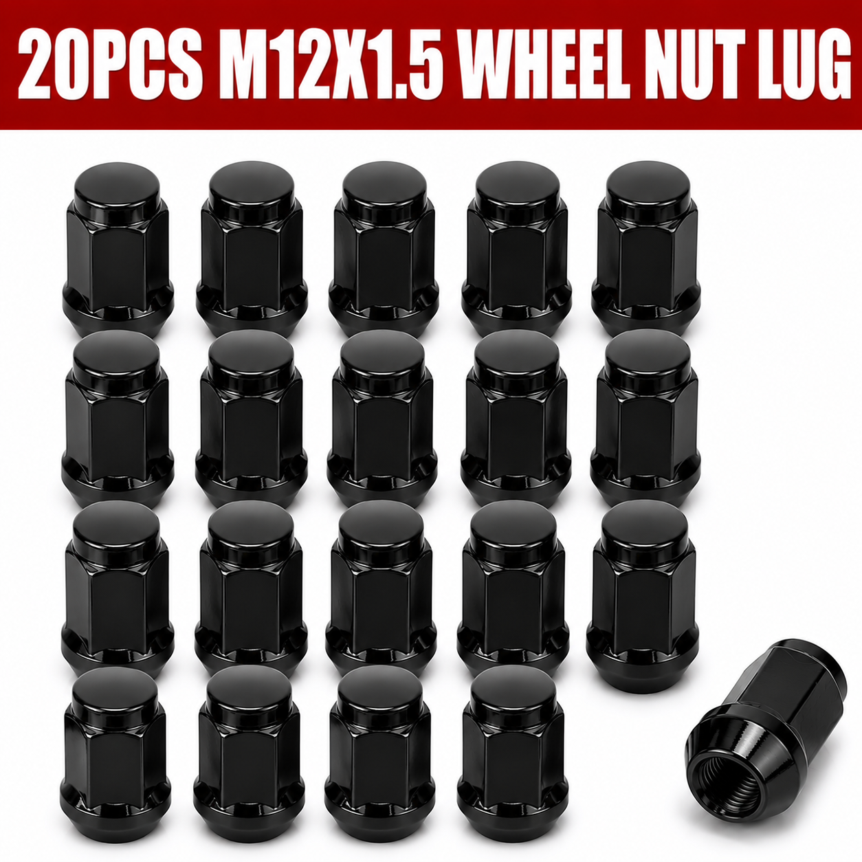 20x M12x1.5 Black Wheel Lug Nuts For Commodore VT VX VY VZ Triton Navara Ranger