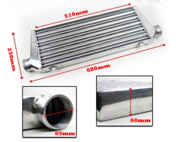 Front Mount Intercooler 510X230X65 Inlet Outlet 2.5" Aluminium Bar Plate