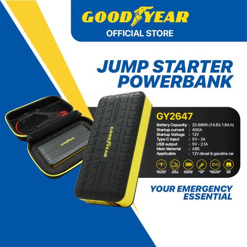 Goodyear Jump Starter Powerbank With LED Flashlight Portable 12V 400A 6400mAh