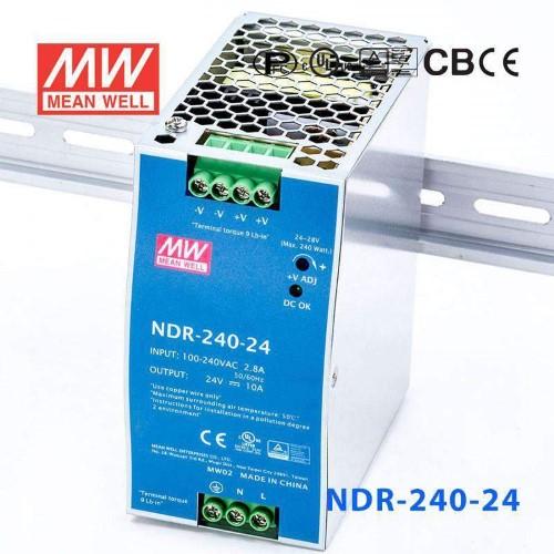 Mean Well MW NDR-240-24 240W 24V 10A Single Output DIN Rail Mount Power Supply