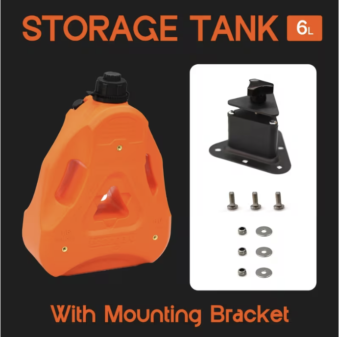 1.6 Gallon/6L Portable Fuel Tank Adjustable Flow Rate w/Spout & Bracket Off-Road