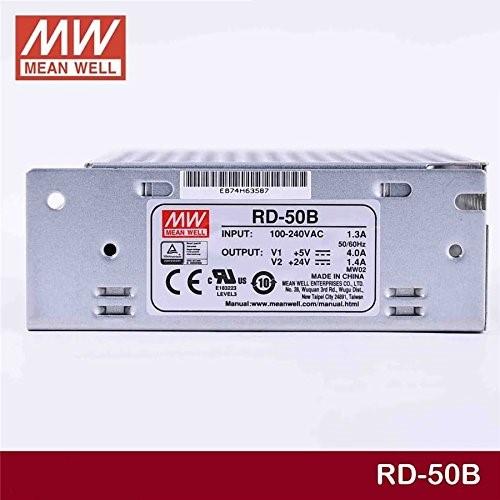 Mean Well MW RD-50B 53.6W 4A@5V & 1.4A@24V Double Output Switching Power Supply
