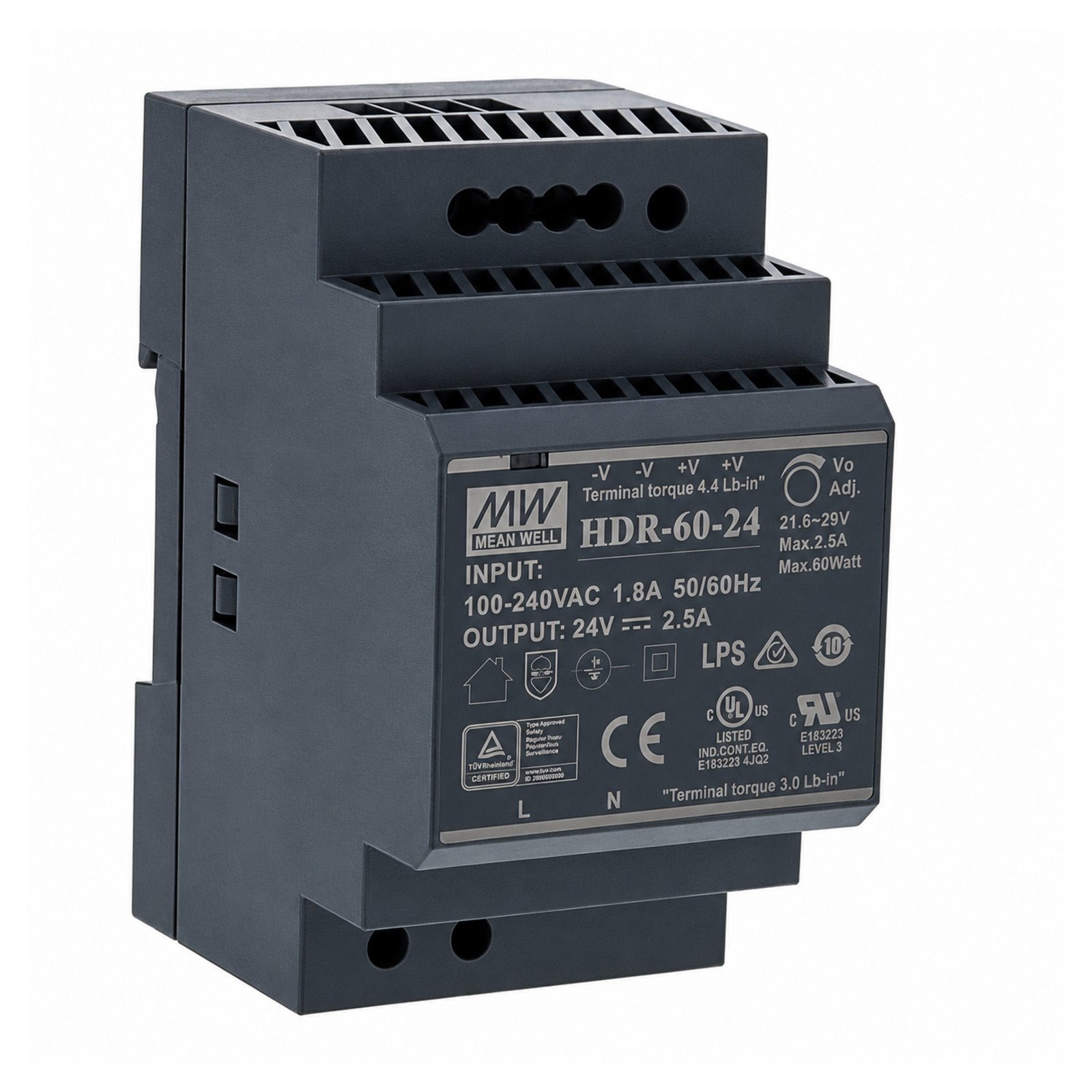 Mean Well MW HDR-60-24 60W 24V 2.5A Single Output Switching Power Supply