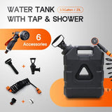21L Portable Water Tank For Camping With Tap & Shower & Upgraded Air Pump Cap