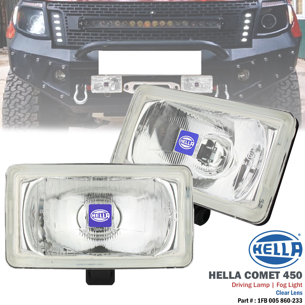 1 Pair HELLA Comet 450 Clear Lens H3 12V For Driving Spot Light Fog Universal