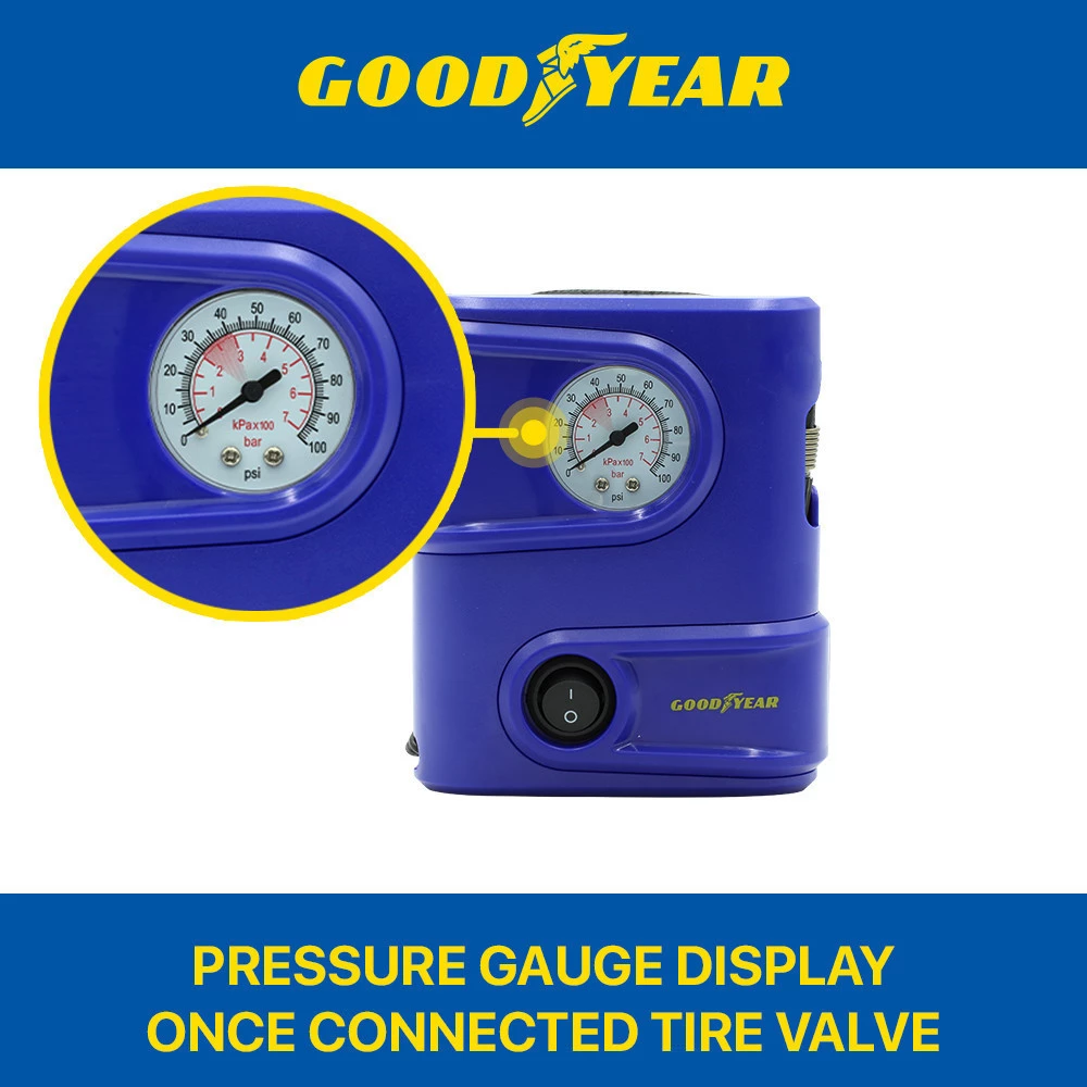 Goodyear Air Compressor Tire Air Pump 120PSI 12V 75W 10A With Storage Bag