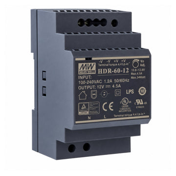 Mean Well MW HDR-60-12 54W 12V 4.5A Single Output Switching Power Supply