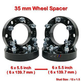 4 WHEEL SPACERS 35MM THICK | FITS 12X1.5 6X5.5 OR 6X139.7 6 LUG VEHICLES