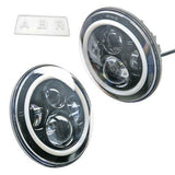 2x 7 Inch 40W Round CREE LED Projector Angel Eye Headlight For Wrangler JK/TJ/CJ
