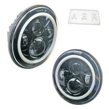 2x 7 Inch 40W Round CREE LED Projector Angel Eye Headlight For Wrangler JK/TJ/CJ